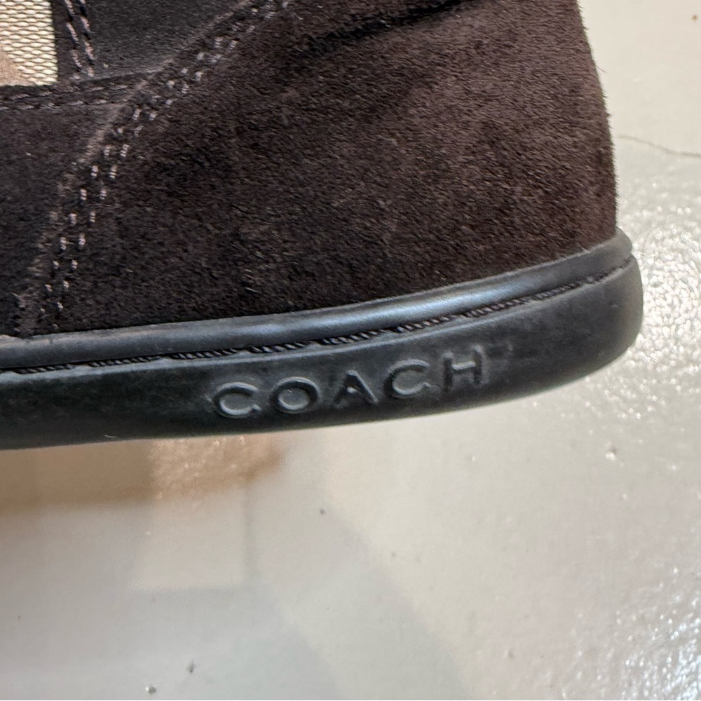 Coach Brown Signature Suede and Logo Mid-Calf Boots - Picture 6 of 14